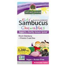 Nature's Answer 어린이용 삼부커스 츄어블 정 블랙 엘더베리 비타민C 및 아연 함유 45정, NaturesAnswer어린이용삼부커스츄어블정블랙엘더베 상품 이미지