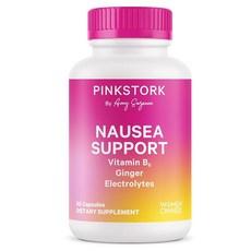 Pink Stork 비타민 B6 생강 전해질 캡슐 - 페퍼민트 칼륨 마그네슘이 함유된 천연 소화 지원 - 위장에 순함 - 임신 + 멀미 필수품 - 60개입, Pink Stork 비타민 B6, 생강, 전해질 캡슐 이미지