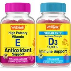 Vitamin E + Vitamin D3 1000mcg Sugar Free Gummies Bundle - Great Tasting Vitamin Supplement Gluten F, 1개, 60정 상품 이미지