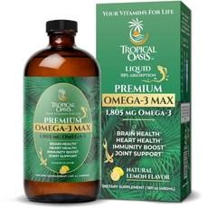 Tropical Oasis Omega-3 Max Fish Oil Liquid Supplement - Natural Lemon Flavor - 1805mg Omeg 이미지
