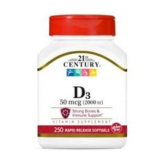 21세기센트리 비타민 D3 50mcg 2000IU 래피드 릴리즈 소프트젤, 250개입, 1개, 250정 이미지