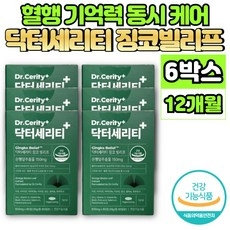 은행 잎 추출물 정 징코 GINKGO BILOBA Ginko 은행엽 은행나무 플라보놀배당체 혈행 개선 도움 영양제 아연 비타민 E B6 비오틴 엽산, 6개, 60매 상세 이미지