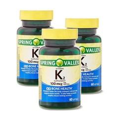 스프링밸리 비타민K2 100mcg 본 헬스 소프트젤 Spring Valley Vitamin K2, 3개, 60정 상품 이미지