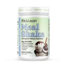 Fit & Lean 식사 쉐이크 지방 연소 식사 대체품 단백질 섬유질 프로바이오틱스 및 유기농 과일 및 채소가 함유된 식사 대체품 쿠키 및 크림 453.6g(1파운드, 16 Ounce (Pack of 1), 450g, 1개 상세 이미지