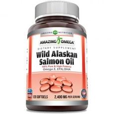 Amazing Omega Wild Alaskan Salmon Oil Omega-3 EPA/DHA Supplement | 2400 Mg Per Serving | 120 Softg, Amazing Omega Wild Alaskan Sal 이미지