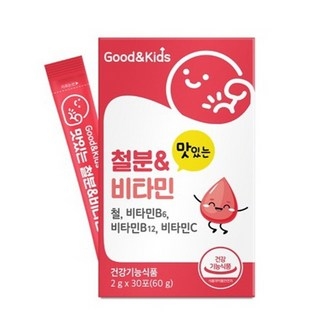 내츄럴플러스 유아용 굿앤키즈 맛있는 철분비타민 딸기맛 30포 상세 이미지