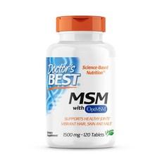 건강 연골 관절 Doctor's Best 닥터스 베스트 MSM 위드 옵티MSM 1500 mg 120 타블렛, 120정, 1개