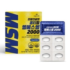 미국산 옵티MSM 2000 OptiMSM 99.9% 관절연골에 좋은 옵티엠에스엠 영양제 비타민D3 초록입홍합 글루코사민 해조칼슘 피쉬콜라겐 히알루론산 아연 함유, 60정, 1개 상세 이미지