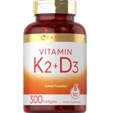 Carlyle Vitamin K2 + D3 Supplement | 300 Softgels | 200mcg K2 MK7 & 10 000 IU D3 | GMO X Gluten X, 1개, 300정 상품 이미지