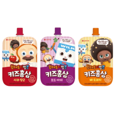 롯데칠성음료 브레드이발소 키즈홍삼 사과&당근+포도&야채+배&도라지 혼합15개입 (3가지맛 각5개), 1세트 상세 이미지