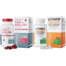 Bronson Vitamin K2 MK7 with D3 Supplement Omega-3 Fish + Krill Oil 1000 MG 상세 이미지