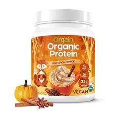 192847 Orgain 올게인 단백질 파우더 호박 콩 식물 기반 453.6g 1파운드, Pumpkin Spice, 1개 상품 이미지