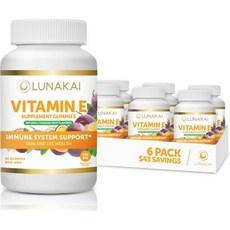 Lunakai USA Made Vitamin E Gummies 400IU with Vitamin C - Delicious Vegan Non-GMO Supplement for Dai, Pack of 6, 6개, 60정 상품 이미지