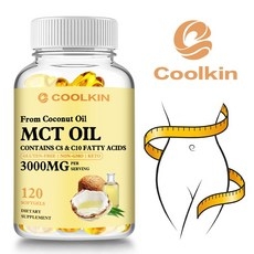 C8 및 C10 지방산 함유 COOLKIN MCT 오일 뇌 및 체중 감소를 위한 3000mg - Non-GMO, 2박스, 60정 상세 이미지