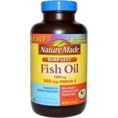 Nature Made Burp-Less Fish Oil 1200mg 360mg Omega-3 Liquid Softgels 200 ea Pack of 2 상세 이미지