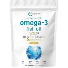 Extra Strength Omega 3 Fish Oil Supplements 1 200mg Per Serving 240 Softgels | Lemon Flavored | Bu, Extra Strength Omega 3 Fish Oi 이미지