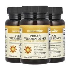 네이처와이즈 비건 비타민D3 + K2 비건 소프트젤 60 정, 60정, 3개 이미지