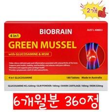 3+1행사 호주 초록홍합 글루코사민 상어연골 식이유황 고함량 프리미엄 복합영양제 180정 호주산 바이오브레인, 1개, 360정 상품 이미지