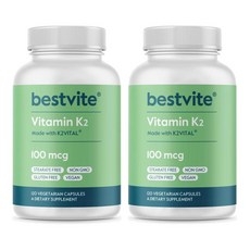 BESTVITE Vitamin K2 100mcg as MK-7 베스트바이트 비타민 K2 100mcg MK7 캡슐, 알약/캡슐, 성인남녀공용, 2개, 120정 상세 이미지