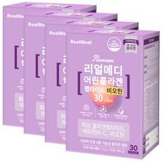 리얼메디 저분자 어린 피쉬 콜라겐 비오틴 30Stick 식약처인정2중기능성콜라겐 비타민C 비타민A 펩타이드 분말 스틱 건강기능식품, 90g, 4박스 상품 이미지