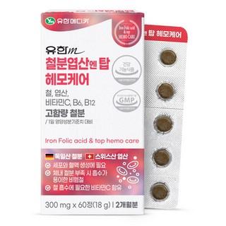 유한메디카 철분 엽산 엔 탑 헤모케어 18g, 60정, 3개 상품 이미지