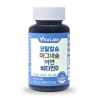 비타랩스 코랄 칼슘 마그네슘 아연 비타민D 90정 3개월분 산호칼슘 아연 비타민D3, 90정, 1개 상세 이미지