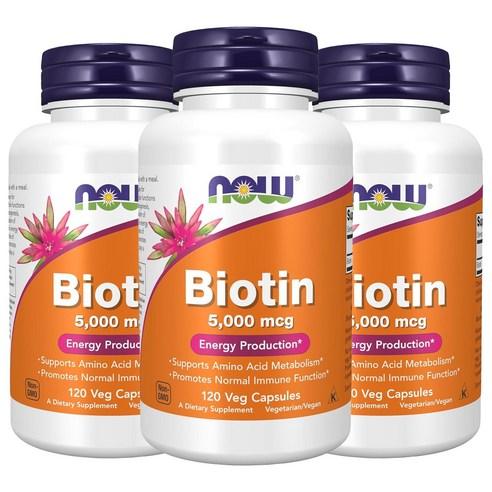 나우푸드 비오틴 5000mcg 베지 캡슐 비건, 120정, 3개 상품 이미지