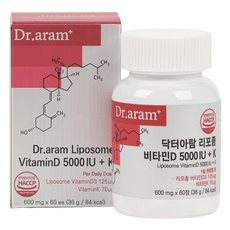 닥터아람 리포좀 비타민D 5000IU 비타민K 36g, 60정, 1개 상세 이미지
