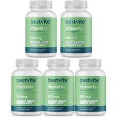 BESTVITE Vitamin K2 100mcg as MK-7 베스트바이트 비타민 K2 100mcg MK7 캡슐, 알약/캡슐, 성인남녀공용, 5개, 120정 상품 이미지