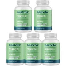 BESTVITE Vitamin K2 100mcg as MK-7 베스트바이트 비타민 K2 100mcg MK7 캡슐, 알약/캡슐, 성인남녀공용, 5개, 120정 상세 이미지