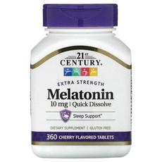 21st Century Quick 체리맛 식물성 멜라토닌 슈퍼 패스트 슬립 슬리브 영양제 10mg 360캡슐, 360 Count, 1개, 360정 상품 이미지
