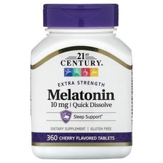 21st Century Quick 체리맛 식물성 멜라토닌 슈퍼 패스트 슬립 슬리브 영양제 10mg 360캡슐, 360 Count, 1개, 360정 상세 이미지