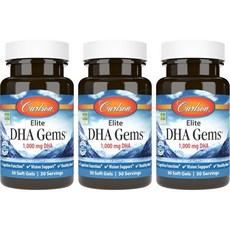칼슨 엘리트 DHA Gems 1000mg 피쉬오일 30캡슐 x3, 3개