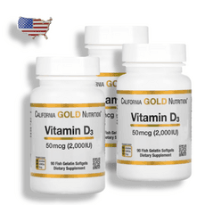 캘리포니아골드뉴트리션 비타민D3 2000IU(50mcg) 피쉬젤라틴 소프트젤 90정 3통, 3개 이미지