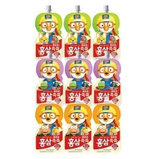 뽀로로 홍삼쏙쏙 어린이음료 100ml 사과매실+포도블루베리+오렌지, 9개, 1회분 상세 이미지
