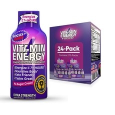 Vitamin Energy Focus+ Shots | 천연 건강 에너지 및 집중력 음료 | 무설탕 탄수화물 보충제 | 비타민 B6 B12 나이아신 L-테아닌 CoQ10, 1.93 Fl Oz (Pack of 24), 24개, 0.057l 상세 이미지