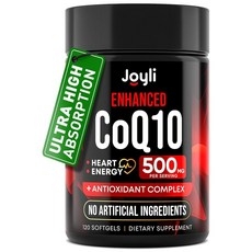 고흡수 CoQ10 500MG - Co Q 10 보충제 심장 건강 및 에너지 생산을 위한 120 소프트젤 코엔자임 Q10이 함유된 향상된 영양 coq10 400mg 소프트젤의 대, 1개 상세 이미지