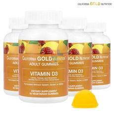 캘리포니아골드뉴트리션 비타민D3 젤리 레몬 오렌지 딸기 맛 2000 IU 90 구미 4개, 90정 이미지