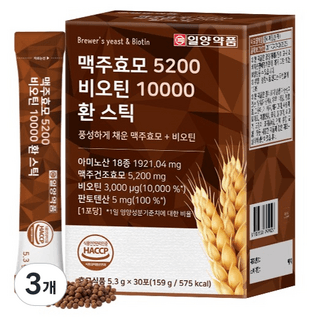 일양약품 맥주효모 5200 비오틴 10000 환 스틱 30p, 159g, 3개 상품 이미지