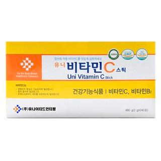 유니 비타민C 스틱 240포 맛있고 먹기 편한 분말형 온가족 비타민, 480g, 1개 상품 이미지