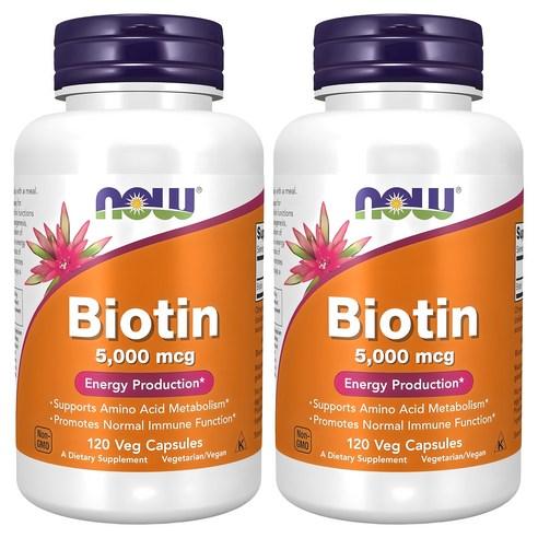 나우푸드 비오틴 5000mcg 베지 캡슐 비건, 120정, 2개 상품 이미지