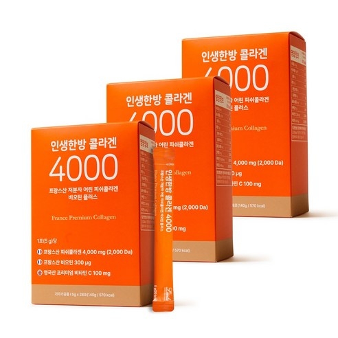 인생한방 콜라겐 4000 프랑스산 저분자 어린 피쉬 콜라겐 비오틴 플러스 140g 3개 상세 이미지