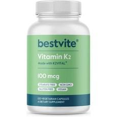 BESTVITE Vitamin K2 100mcg as MK-7 베스트바이트 비타민 K2 100mcg MK7 캡슐, 알약/캡슐, 성인남녀공용, 1개, 120정 상품 이미지