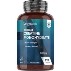 WeightWorld Creatine Monohydrate 3000mg - 270 Tablets 3 Months Supply - 90 Servings - for Muscle S, 1개
