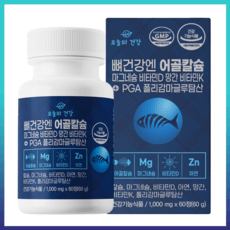 칼슘 흡수가 잘되는 뼈건강 영양제 어골칼슘 해조칼슘 PGA 폴리감마글루탐산 마그네슘 비타민D 비타민K 망간 아연 치아 이빨 뼈 튼튼 골다골증 예방 인칼슘 앱솔브, 1개, 60정 상세 이미지