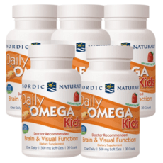 Nordic Naturals 데일리 오메가 키즈 340 mg EPA 170/DHA 120 내추럴 후르츠 맛 30 소프트젤 5 SET, 5개, 120정 이미지