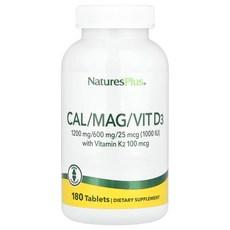 NaturesPlus 비타민K2 함유 칼슘/마그네슘/비타민D3 180정, NaturesPlus비타민K2함유칼슘마그네슘비타민D31, 1개 상품 이미지