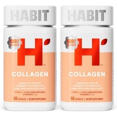 Habit Collagen Supplement 60 Capsules - New Look 2000mg Collagen Peptides Vitamin C & Vitamin E Sk, Dual Pack 상세 이미지