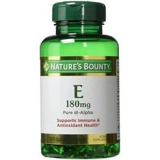 Nature's Bounty 네이처의 바운티 비타민 E 알약 및 보충제 소프트젤은 항산화 건강 400iu 멀티 180mg 120개(1팩)를 지원합니다, 1개 상품 이미지