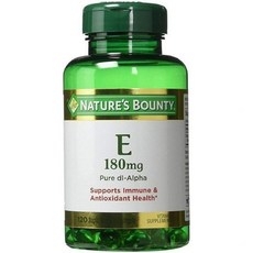 Nature's Bounty 네이처의 바운티 비타민 E 알약 및 보충제 소프트젤은 항산화 건강 400iu 멀티 180mg 120개(1팩)를 지원합니다, 1개 상세 이미지